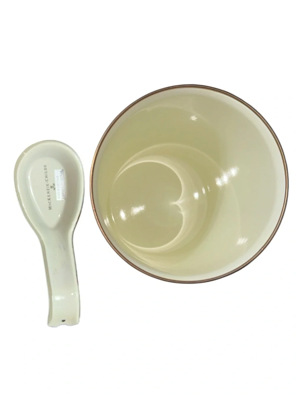 McKenzie Childs  Flower Market Enamel Spoon Rest & Utensil Holder Set